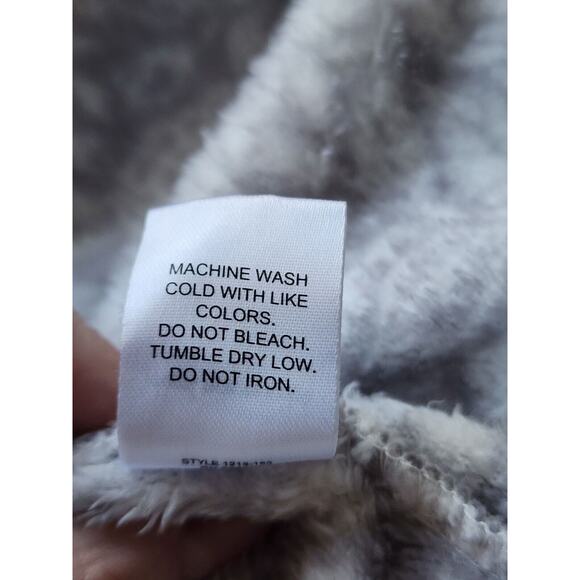 ROBE-NICOLE MILLER-Gray White-Tie Closure-Soft-Plush-Knee Length-Size LRG - Picture 12 of 14